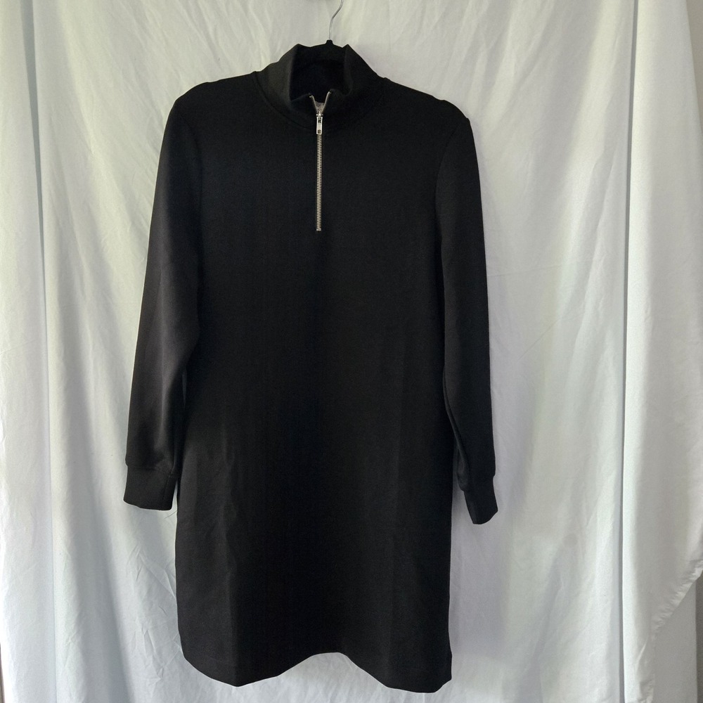 Charlie Paige Ponte Zip Mock‎ Neck Mini Dress With Pockets Black Women's Large